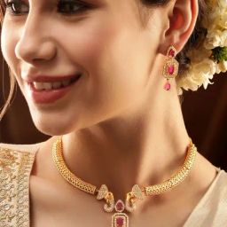 Rubans Gold-Tone Plated Pink Set for Women-picture-45