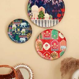 RITUALISTIC Multicolor Iron Printed Vintage Wall Plates & Paintings - Set of 3-3