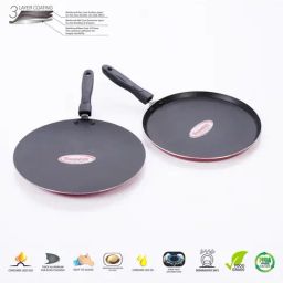 Sumeet Granite Finish NonStick Red Aluminium Round Shape Grill Pan 1.9L-image-7