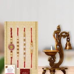 eCraftIndia Assorted Multicolor Rakhi with Diya-image-25