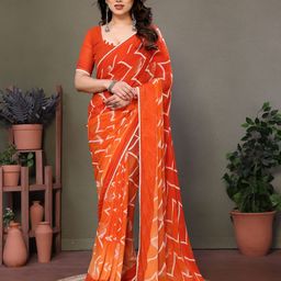 DIVASTRI Embroidered Pure Georgette Block Print Saree-picture-45