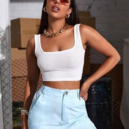 Mast & Harbour Women Square Neck Cotton Bralette Crop Top-image-37