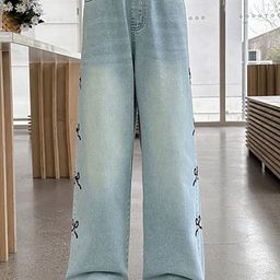 LULU & SKY Girls Wide Leg High-Rise Mildly Distressed Heavy Fade Jeans-picture-33