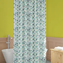 ArtzFolio White & Green Geometric Printed Waterproof Shower Curtain-11