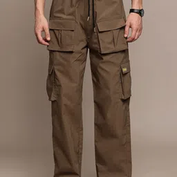 FCUK Men Relaxed Loose Fit Cargos Trousers-image-64