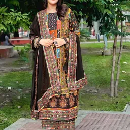 BAESD Ethnic Motifs Printed Regular Mirror Work Kurta with Palazzos & With Dupatta image 4