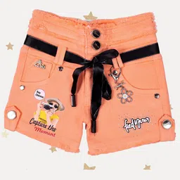 Arshia Fashions Girls Printed Slim Fit High-Rise Denim Shorts-image-58