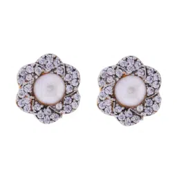 Sri Jagdamba Pearls Golden & Silver Alloy Stud Earring-image-25