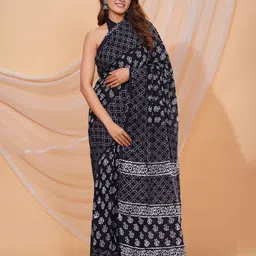Shivanya Handicrafts Floral Pure Cotton Block Print Saree-image-57