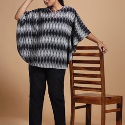 Taavi Women Cotton Ikkat Printed Kaftan Tunic-image-4
