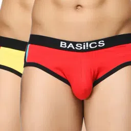 BASIICS by La Intimo Red & Yellow Printed Briefs (Pack of 2)-picture-38