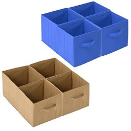 Kuber Industries Beige & Blue 8 Pieces Drawer Organisers-70