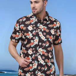 Enciger Men Standard Fit Spread Collar Floral Printed Casual Shirt-picture-37