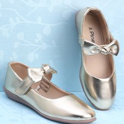 Pine Kids Ballerina with Bow Applique & Velcro Closure - Golden-image-4