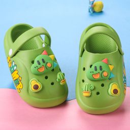 Oh! Pair Slip On Clogs with Back Strap Closure Dino Applique -  Green-14