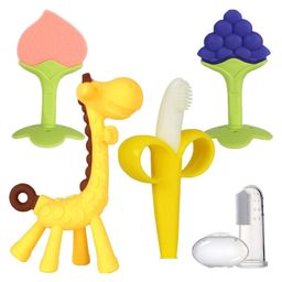 Kritiu Baby Silicone Teether & Toothbrush Combo Pack Of 5 Non Toxic BPA Free Teething Toys - Multicolor-14