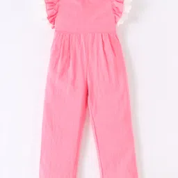 Kookie Kids Frill Sleeves Solid Color Jumpsuits - Pink-picture-39
