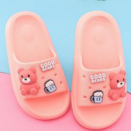 Oh! Pair Slip On Sliders with Bear Applique - Pink-image-90