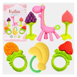Kritiu Baby Silicone Fruit & Giraffe Shape Teether Combo Pack Of 6 - Multicolor-picture-22