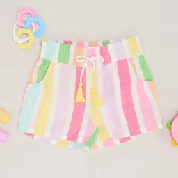 Pantaloons Junior Cotton Striped Shorts - White-picture-12