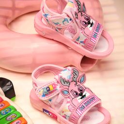 KATS Animal & Be Happy Text Patch Applique Musical Velcro Closure Sandals - Pink-picture-41