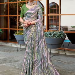 Mitera Beads and Stones Poly Chiffon Bagru Saree-picture-8