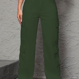 KATECLO Women High-Rise Cargos Trousers-image-10