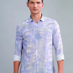Blu MNKY Men Smart Slim Fit Floral Printed Spread Collar Casual Shirt-image-81
