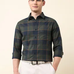 U.S. Polo Assn. Classic Tailored Fit Checked Spread Collar Pure Cotton Casual Shirt-image-45