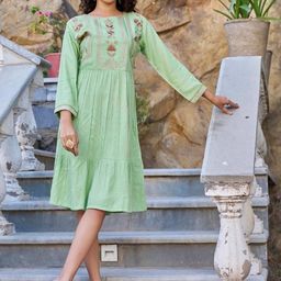 SZN Women Floral Embroidered Flared Tiered Dress-picture-42