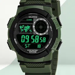 Shocknshop Men Black Dial & Green Straps Digital Multi Function Watch-0
