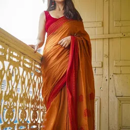 GHAN SALS Orange Silk Blend Woven Design Sarees-picture-17
