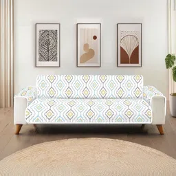URBAN SPACE Blue 1 Seater Quilted Sofa Cover With Arms-image-95