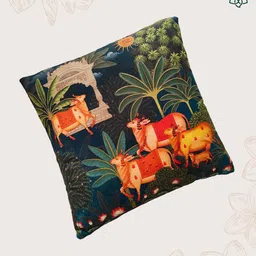 MAATIR DESIGNS Pichwai Printed Square Cushion Cover-image-55