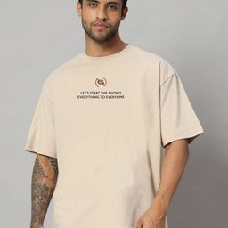 SWAGNOX Men Typography Printed Round Neck Cotton Oversized T-shirt-image-81