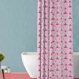 ArtzFolio White & Pink Floral Printed Waterproof Shower Curtain-image-101