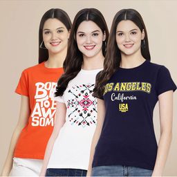 Metronaut Pack of 3 Typography Printed T-shirt-image-1
