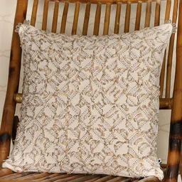 ONSETHOMES Beige Embroidered Square Cushion Covers-30