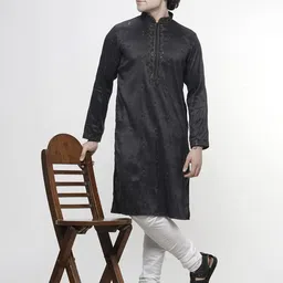MAAHI FABS Men Floral Embroidered Regular Thread Work Kurta with Churidar-57