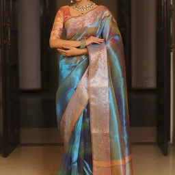 Panzora Woven Design With Zari Dorder Tissue Saree-image-56