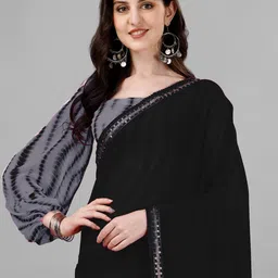 limtd Bagh Zari Pure Georgette Block Print Saree image 5