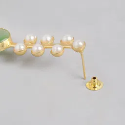 Anouk Gold Plated Artificial Stones Studded & Beaded Circular Drop Earrings image 3