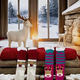 Butterthief Pack Of 2 Unisex Patterned Calf-Length Sherpa Socks-picture-13