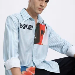 glitchez Painted Vibes Printed Striped Relaxed Fit Shirt-image-22