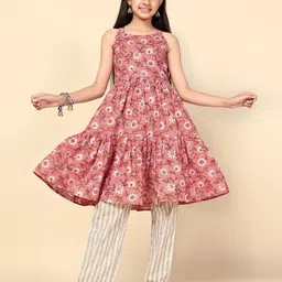 BAESD Girls Floral Printed Regular Kurta with Trousers-image-73