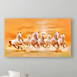 Tushaco Handicrafts Yellow & Off White Canvas Birds and Animals Wall Photographs-47
