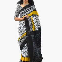 clothonus Striped Block Print Pure Cotton Saree-picture-5