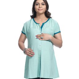 Kriti Half Sleeves Printed Maternity Kurta - Light  Green-image-95