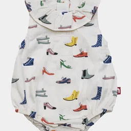 Nino Bambino Girls Footwear Print Sleeveless Onesie - Cream-picture-4