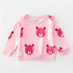 Kookie Kids Full Sleeves Sweatshirt Kitty Print - Pink-image-61